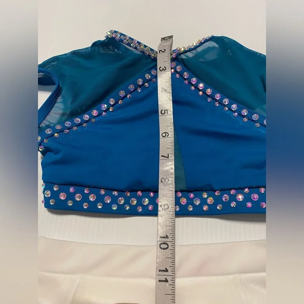 Weissman custom solo dance costume 2 piece teal blue top skirt MT10463 SC child